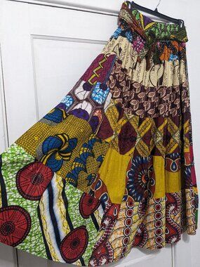 jackpot african maxi skirt patchwork pattern one size